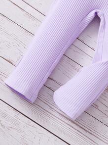 SHEIN Baby Ribbed Knit Sleeveless Jumpsuit - Lilac Purple - View 4