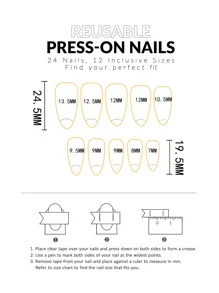 24 chiếc Móng tay giả dài đế chắc chắn & 1 dũa móng tay & 1 tờ băng dính - Bụi tím - Xem 4