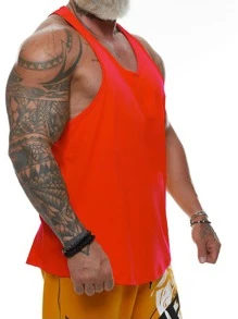 Manfinity Fitness Men Letter Graphic Sports Tank Top - Orange - View 2