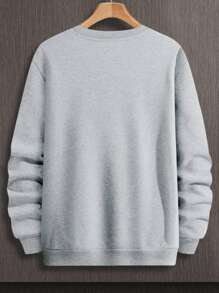 Manfinity Men Plus Letter Graphic Sweatshirt - Light Grey - View 2