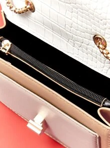 Women's Crocodileodile Pattern Shoulder Bag, Fashionable And Versatile, Flip Cover With Chain Strap, For Crossbody Or Single Shoulder - Multicolor - View 4