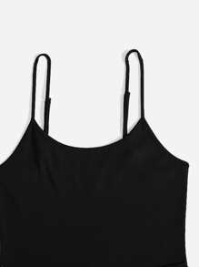 Soleia Tie Side Ruffle Wrap Hem Cami Dress - Black - View 5