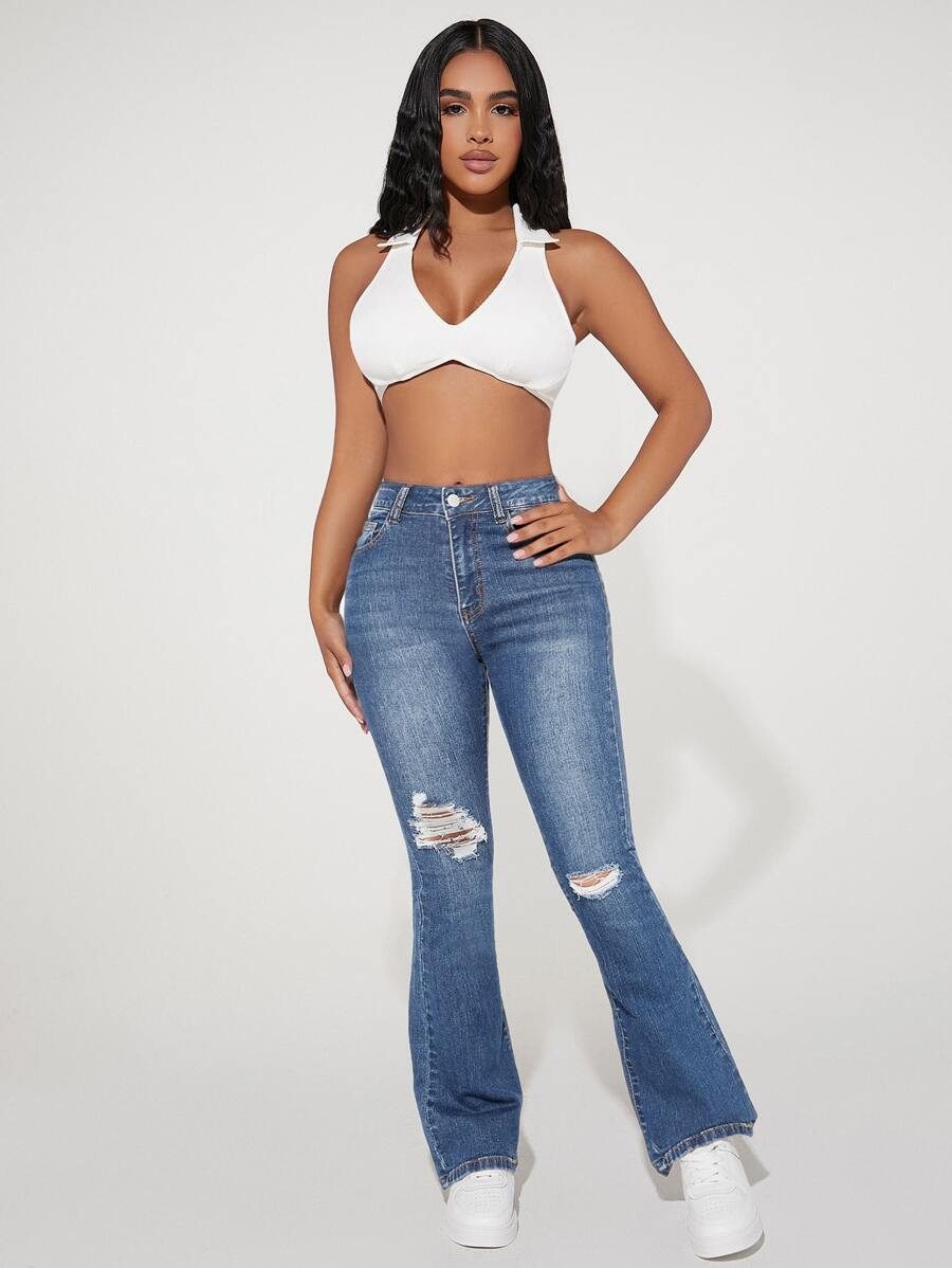 SHEIN PETITE Women Jeans  Thickened Denim - Dark Wash - View 1