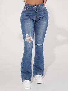 SHEIN PETITE Women Jeans  Thickened Denim - Dark Wash - View 4