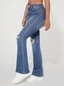 SHEIN PETITE Women Jeans  Thickened Denim - Dark Wash - View 5