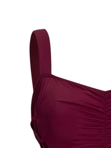 SHEIN Clasi Vestido de tirantes con cordón lateral - Burdeos - Ver 3