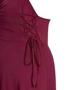 SHEIN Clasi Vestido de tirantes con cordón lateral - Burdeos - Ver 4