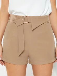 BizChic 素色附腰帶短褲 - 駝色 - 查看 1