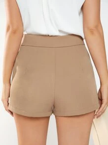 BizChic 素色附腰帶短褲 - 駝色 - 查看 2