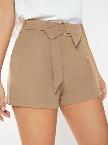 BizChic 素色附腰帶短褲 - 駝色 - 查看 7