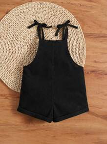 Bebé Mono overol de hombros con cordón con doble bolsillo - Negro - Ver 2