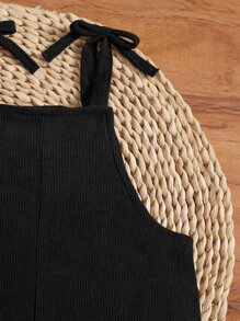 Bebé Mono overol de hombros con cordón con doble bolsillo - Negro - Ver 3