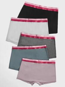 Men 5pcs Letter Tape Waist Boxer Brief - Multicolor - View 2