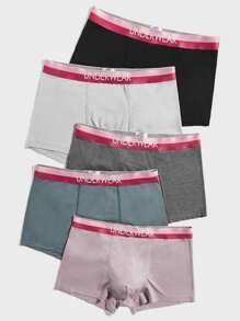 Men 5pcs Letter Tape Waist Boxer Brief - Multicolor - View 3