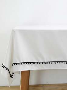 1 pieza Mantel con diseño de pompón - Blanco - Ver 2