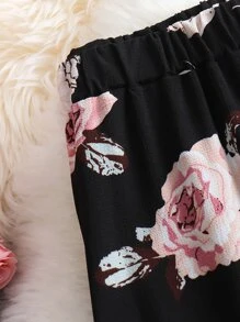 SHEIN LUNE Plus Floral Print Drawstring Hem Pants - Multicolor - View 3