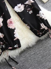SHEIN LUNE Plus Floral Print Drawstring Hem Pants - Multicolor - View 5