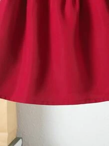 小女童前蝴蝶結泡泡袖連衣裙 - 酒紅色 - 查看 4