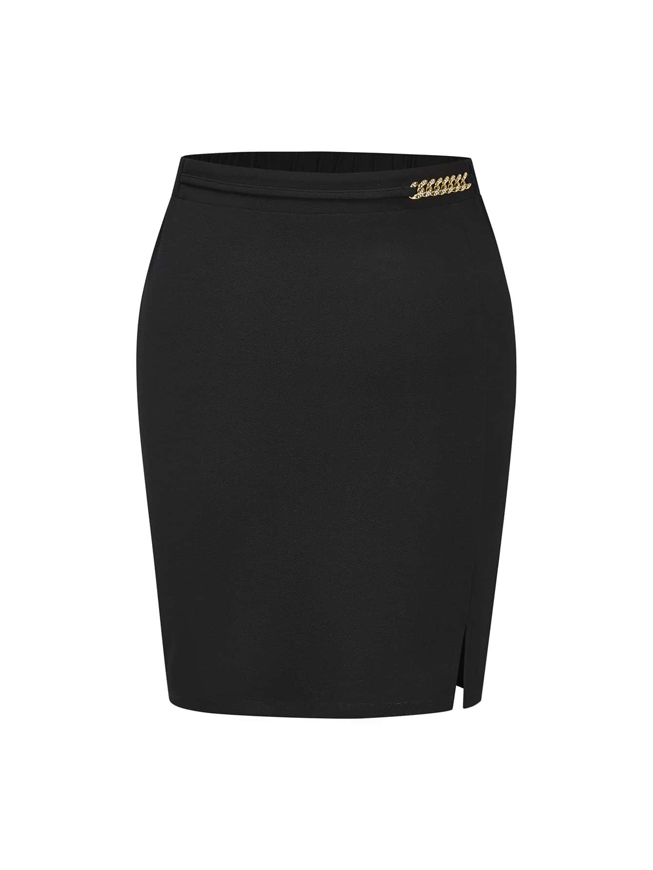 Rometta 大碼鏈條細節開衩短裙