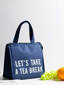 1pc Slogan Graphic Lunch Bag - Blue - View 4