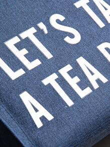 1pc Slogan Graphic Lunch Bag - Blue - View 6