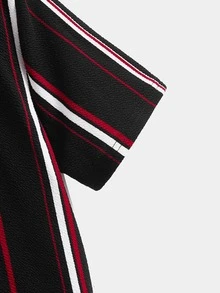 SHEIN Boys Striped Letter Graphic Tee - Black - View 3