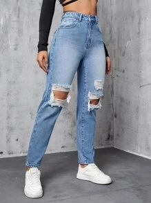 Jeans desgarro con bolsillo oblicuo - Lavado ligero - Ver 5