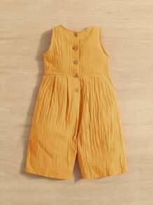SHEIN Baby Button Back Wide Leg Jumpsuit - Yellow - View 2