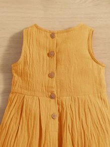 SHEIN Baby Button Back Wide Leg Jumpsuit - Yellow - View 3