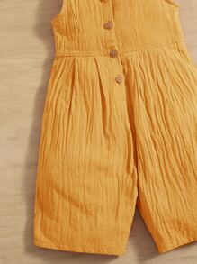 SHEIN Baby Button Back Wide Leg Jumpsuit - Yellow - View 4