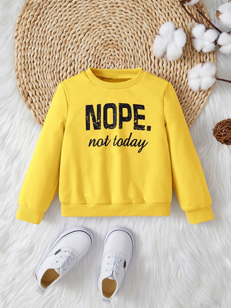SHEIN Baby Boy Letter Graphic Sweatshirt - Yellow - View 1