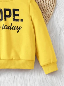 SHEIN Baby Boy Letter Graphic Sweatshirt - Yellow - View 4