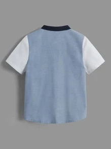 SHEIN Áo sơ mi bé trai Sọc bên Nút phía trước Khối Màu Sọc Giải trí - Nhiều màu - Xem 2