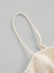 SHEIN MOD 前繫帶弧形下擺吊帶上衣 - 杏色 - 查看 3