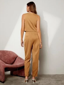 BizChic 秋冬单排扣背心西装外套和裤子 - 駝色 - 查看 2