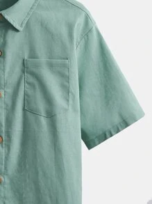 SHEIN 男孩補丁口袋單排釦襯衫