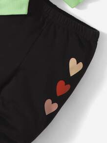 SHEIN Baby Heart Print Hoodie & Joggers Set - Multicolor - View 3