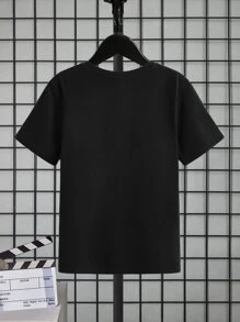 SHEIN Tween Boy Letter Graphic Tee - Black - View 2