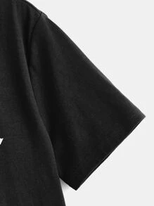 SHEIN Tween Boy Letter Graphic Tee - Black - View 3