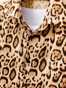 Manfinity Men Leopard Print Shirt Without Tee - Multicolor - View 4
