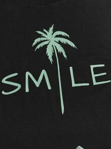 Manfinity VCAY 男士字母圖案T恤和腰部抽繩短褲 - 彩色 - 查看 5