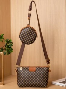 Bolsa cuadrada con patrón geométrico con monedero - Multicolor - Ver 1