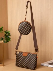 Bolsa cuadrada con patrón geométrico con monedero - Multicolor - Ver 2