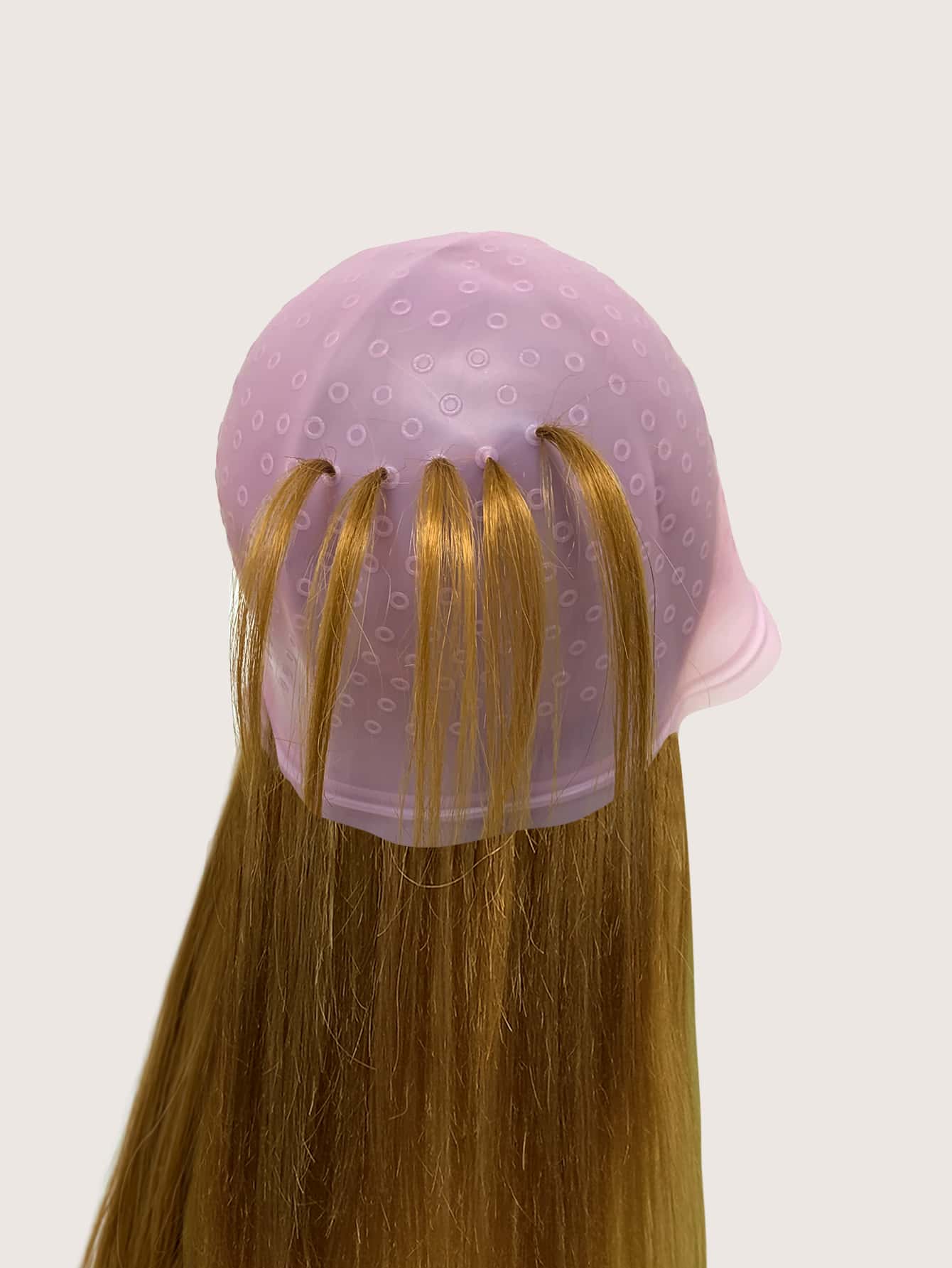 1入組粉色染髮套裝,包括硅膠帽和掛子/針,適用於突顯和染髮 - 粉色 - 查看 1