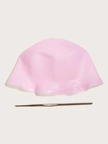 1入組粉色染髮套裝,包括硅膠帽和掛子/針,適用於突顯和染髮 - 粉色 - 查看 2