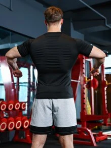 Manfinity Sport Corelite Men Top Stitching Sports Tee - Black - View 2