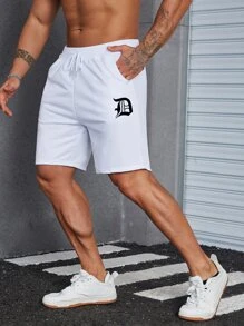Manfinity Hypemode Quần Short Nam Túi Dây kéo Lá thư Giải trí - trắng - Xem 1