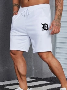 Manfinity Hypemode Quần Short Nam Túi Dây kéo Lá thư Giải trí - trắng - Xem 4