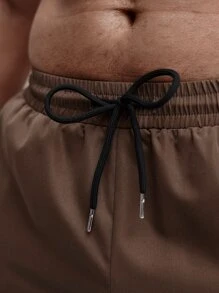 Manfinity Men Flap Pocket Side Drawstring Waist Cargo Trousers - Brown - View 8