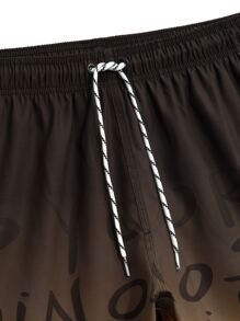 Surfspeed 男士漸層字母圖案腰部抽繩泳褲 - 棕色 - 查看 3